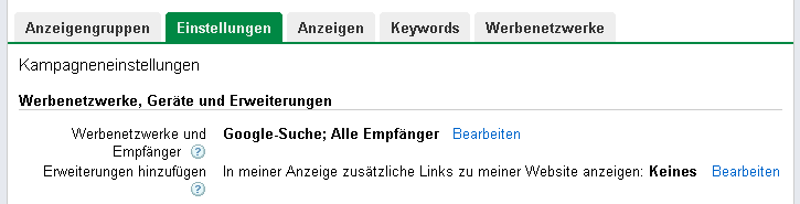 Ad Sitelinks definieren
