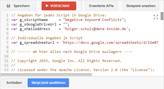 AdWords Scripts Config Parameter 3