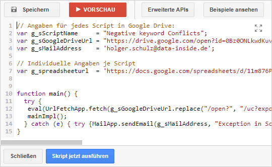 AdWords Scripts Config Parameter 5