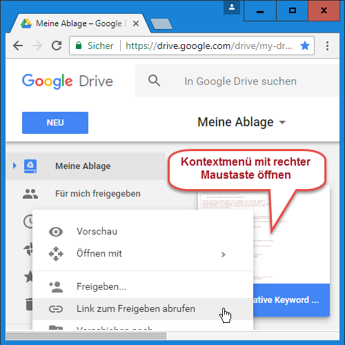 AdWords Script URL in Google Drive ermitteln